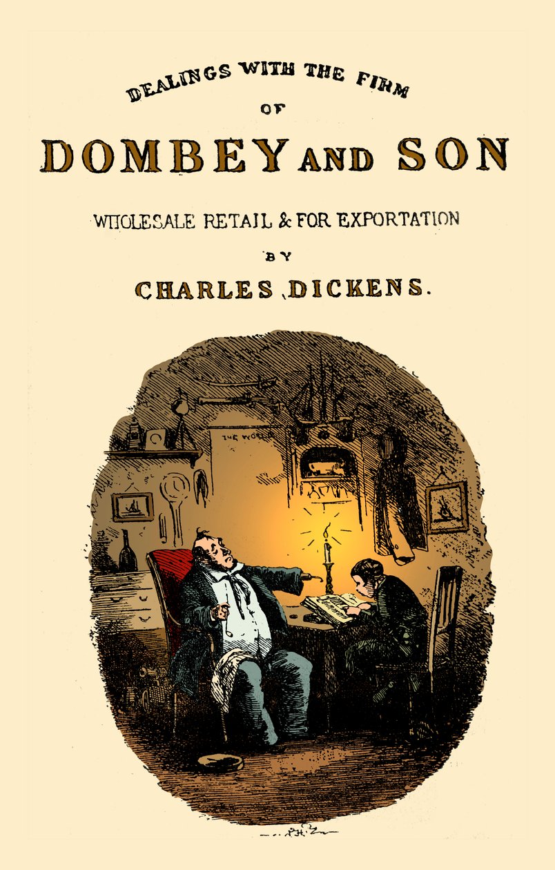 Dombey & Son autorstwa Charlesa Dickensa. Strona tytułowa autorstwa Hablot Knight Browne
