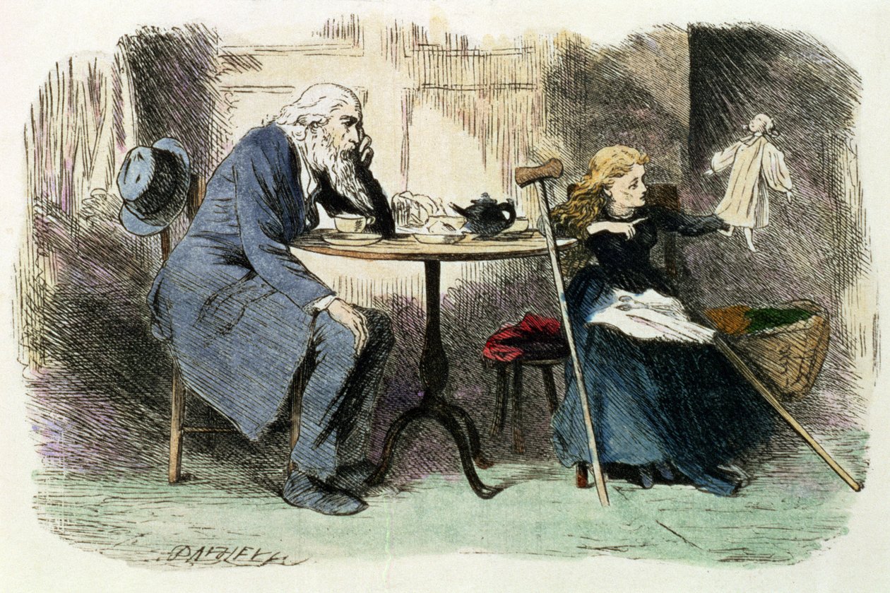 Jo The Crossing Sweeper, ilustracja z „Bleak House” Charlesa Dickensa (1812-70) 1853 (kolor grawerowany) autorstwa Hablot Knight Browne