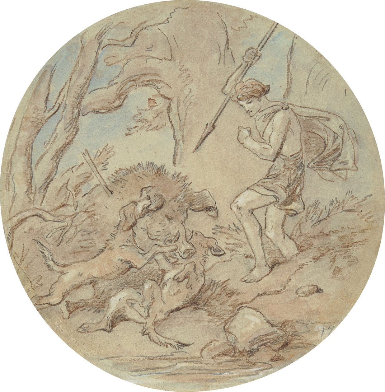 Jeden z osiemnastu projektów serii talerzy przedstawiających Wenus i Adonisa autorstwa Hablot Knight Browne