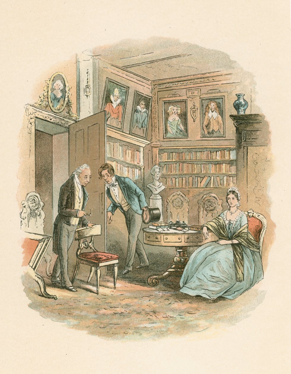 Scena z Ponurego Domu Karola Dickensa, 1852-1853 autorstwa Hablot Knight Browne