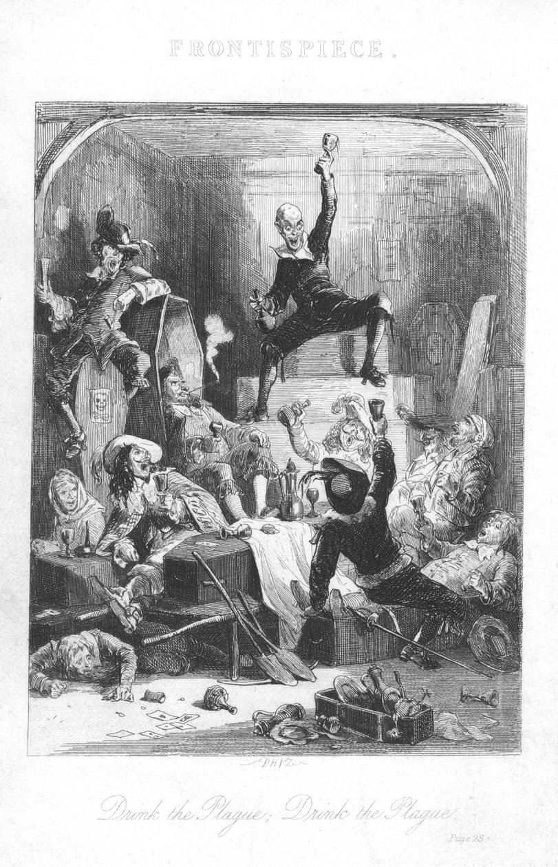 Scena ze Starego St Pauls autorstwa Williama Harrisona Ainswortha, 1855 autorstwa Hablot Knight Browne