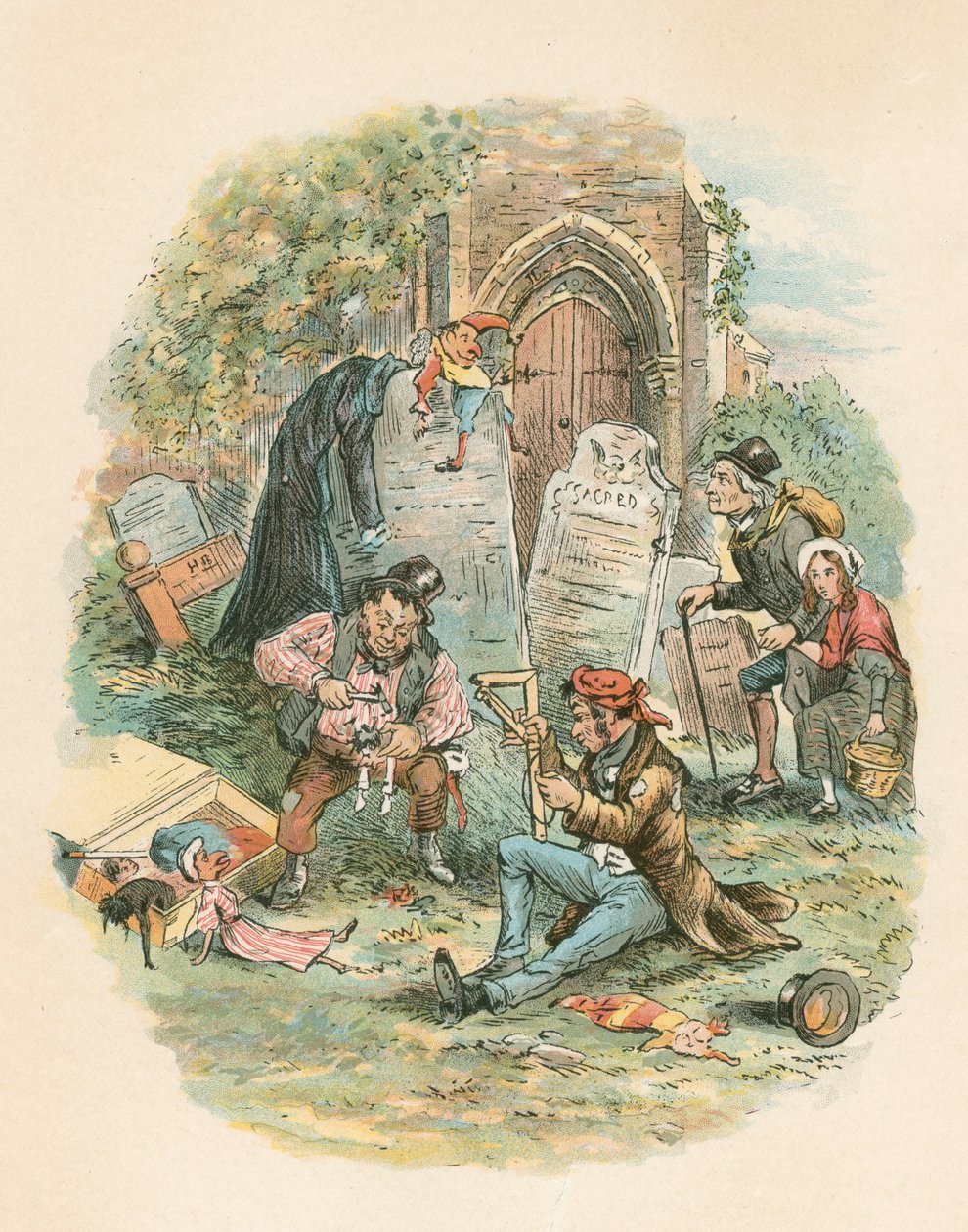 Scena ze „Starego sklepu z osobliwościami” Charlesa Dickensa, 1841 autorstwa Hablot Knight Browne