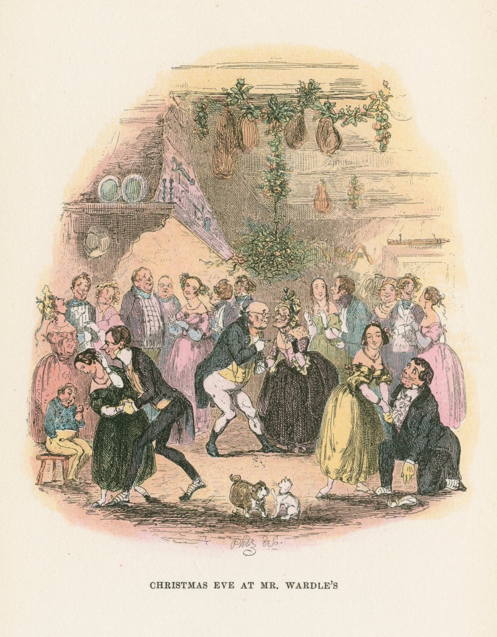 Scena z dokumentów pośmiertnych klubu Pickwicka autorstwa Charlesa Dickensa, 1836-1837 autorstwa Hablot Knight Browne