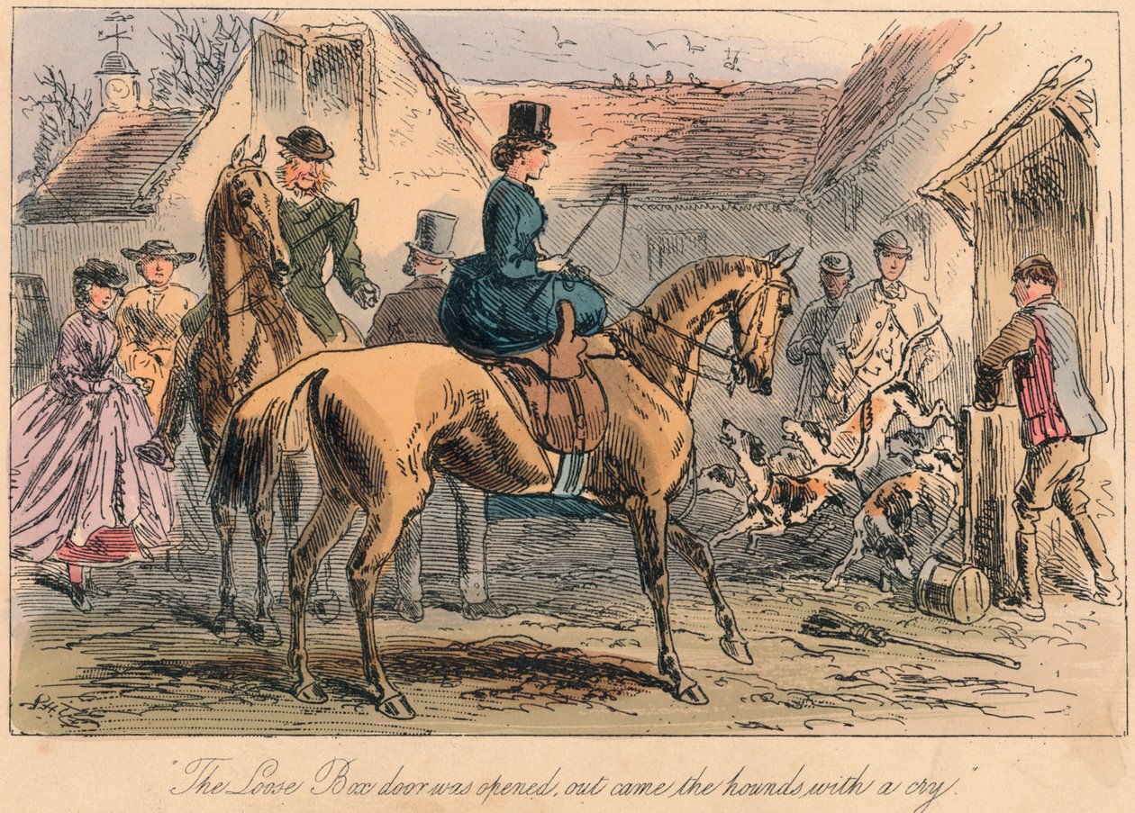 „Drzwi Love Box zostały otwarte, wyszły psy z płaczem”, 1865 autorstwa Hablot Knight Browne