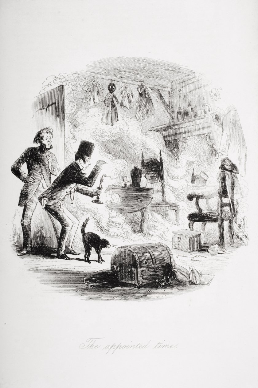 Wyznaczony czas, ilustracja z „Ponurego domu” Charlesa Dickensa (1812-70) opublikowana w 1853 r. (lito) autorstwa Hablot Knight Browne