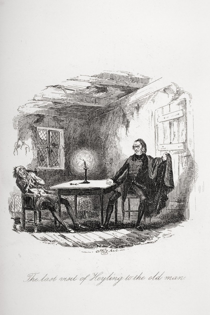 Ostatnia wizyta Heylinga u starca, ilustracja z „Papierów Pickwicka” Charlesa Dickensa (1812-70) opublikowana w 1837 r. autorstwa Hablot Knight Browne