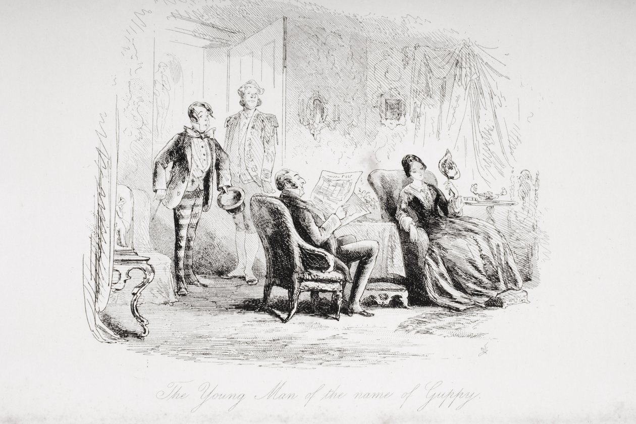 Młody człowiek o imieniu Guppy, ilustracja z „Ponurego domu” Charlesa Dickensa (1812-70) opublikowana w 1853 r. autorstwa Hablot Knight Browne