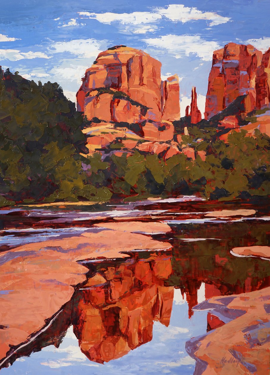 Odbicie, Sedona, ok. 2024 (olej na panelu) autorstwa Hadley Rampton