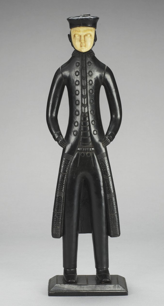 Sea Captain Figure, Wyspy Królowej Charlotte, Kolumbia Brytyjska, ok. 1840 (argillit i kość słoniowa) autorstwa Haida