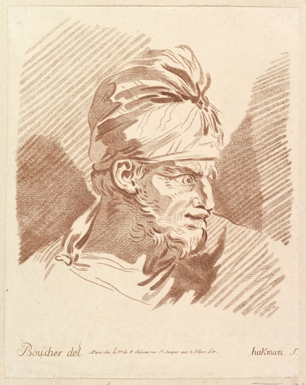 Głowa mężczyzny w turbanie, połowa do końca XVIII wieku. autorstwa Hakman