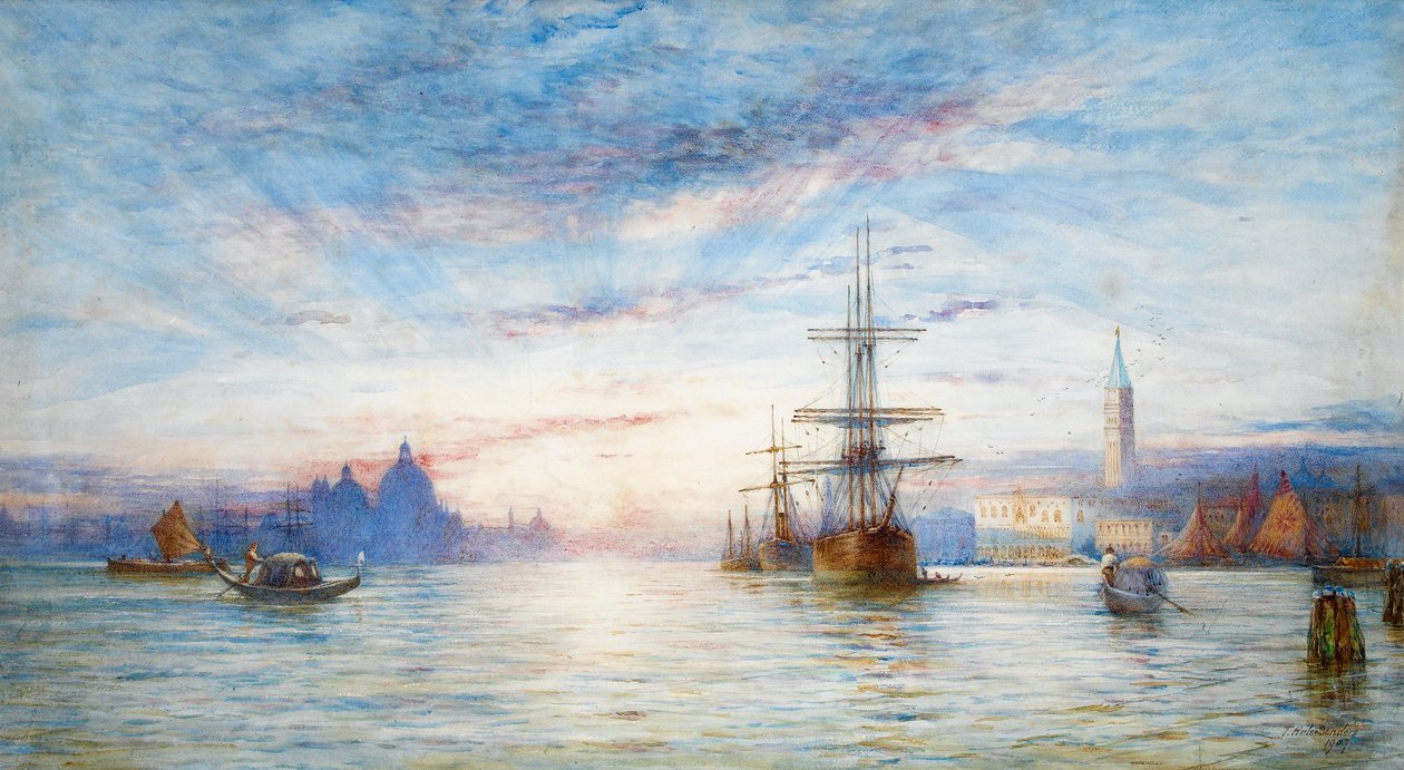 Zachód słońca nad Laguną Wenecką (wc na papierze) autorstwa Hale Sanders