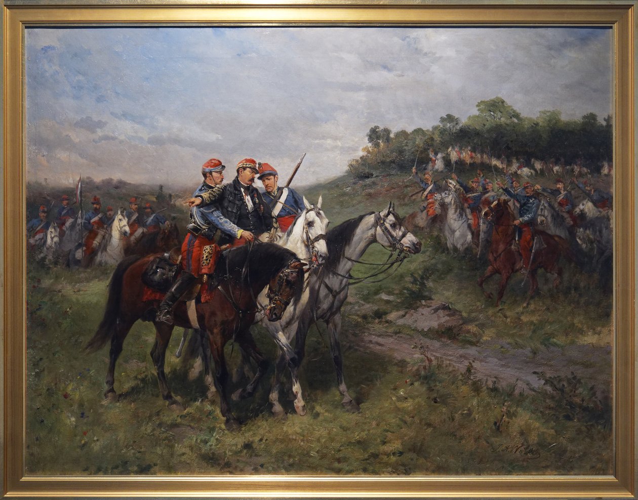 Generał Jean Auguste Margueritte śmiertelnie ranny we Floing, koniec XIX wieku (olej na płótnie) autorstwa Hales Alexander Walker