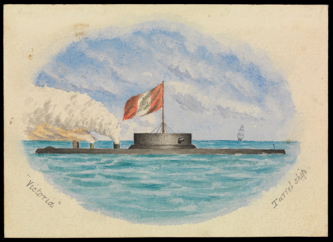 Okręt Victoria Turret, ok. 1865 r. (akwarela) autorstwa Hamilton Williams