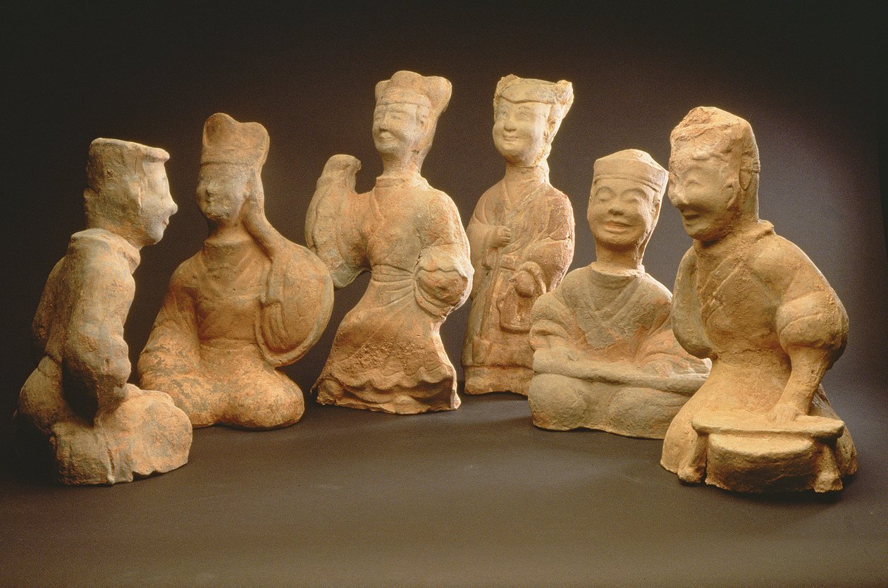 Grupa Muzyków, Tancerzy i Sług (terakota) autorstwa Han Dynasty Chinese School