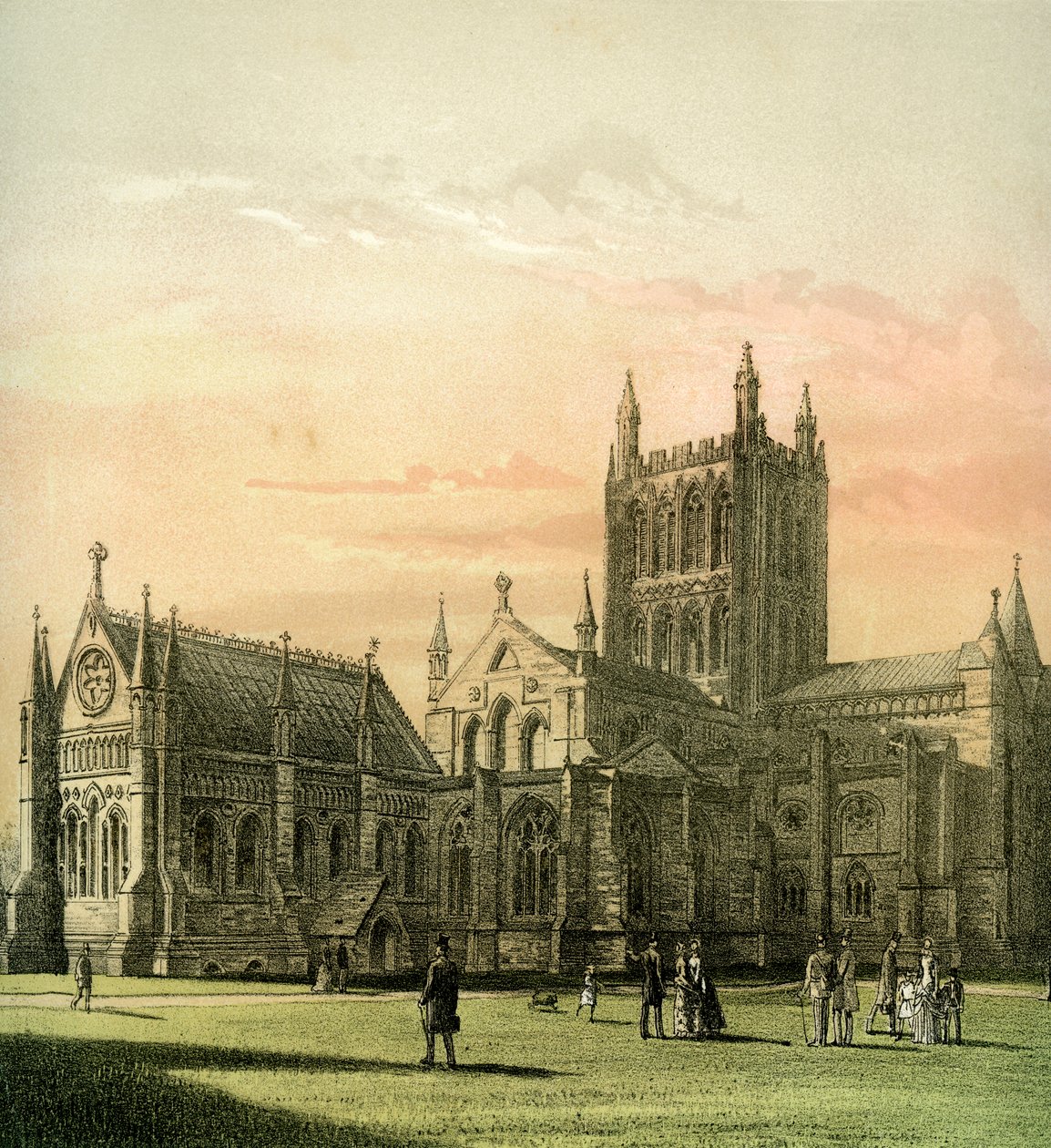 Katedra w Hereford, Herefordshire, c1870 autorstwa Hanhart