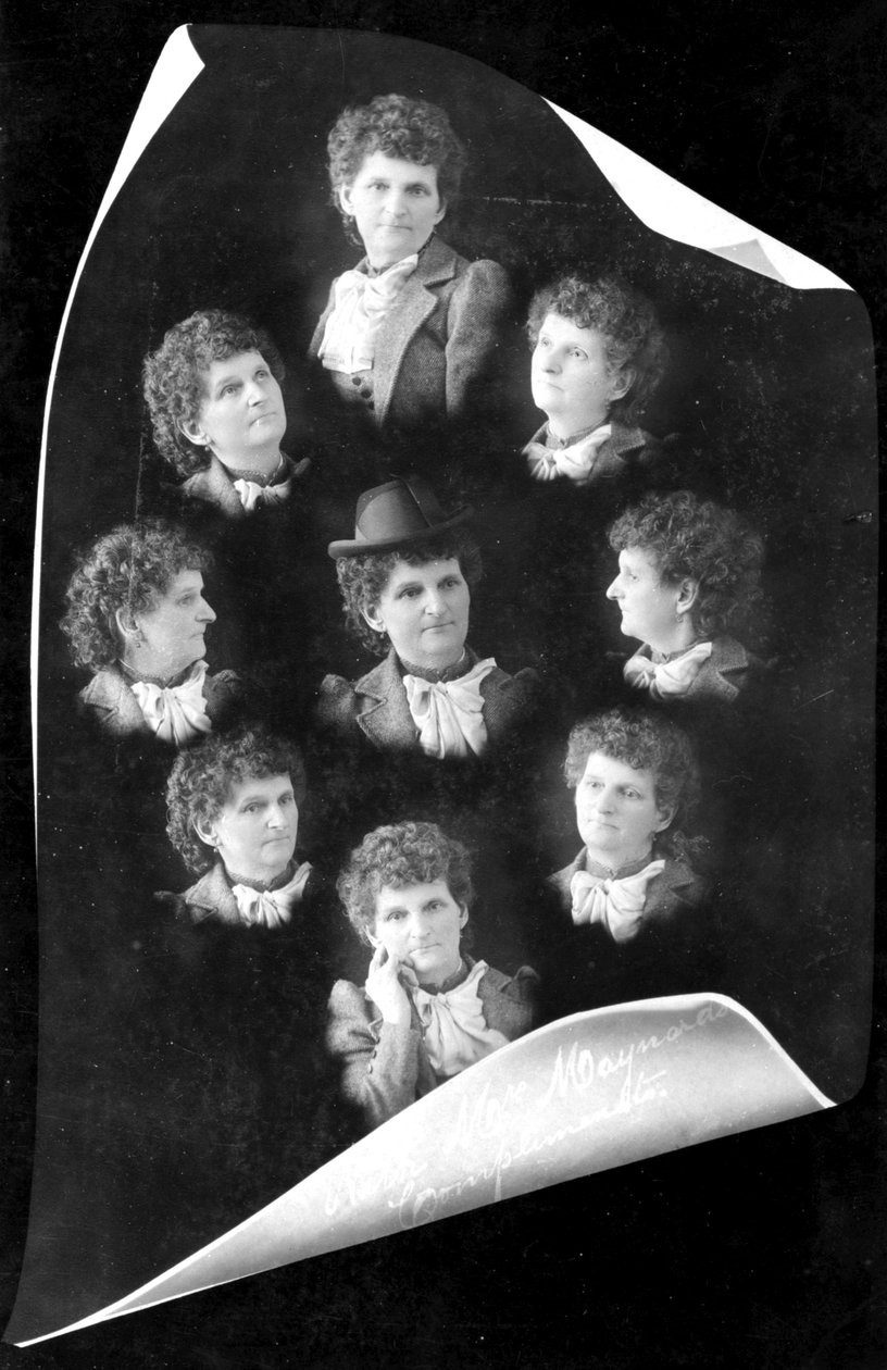 Autoportrety z wielokrotną ekspozycją, ok. 1895 (zdjęcie czarno-białe) autorstwa Hannah Maynard