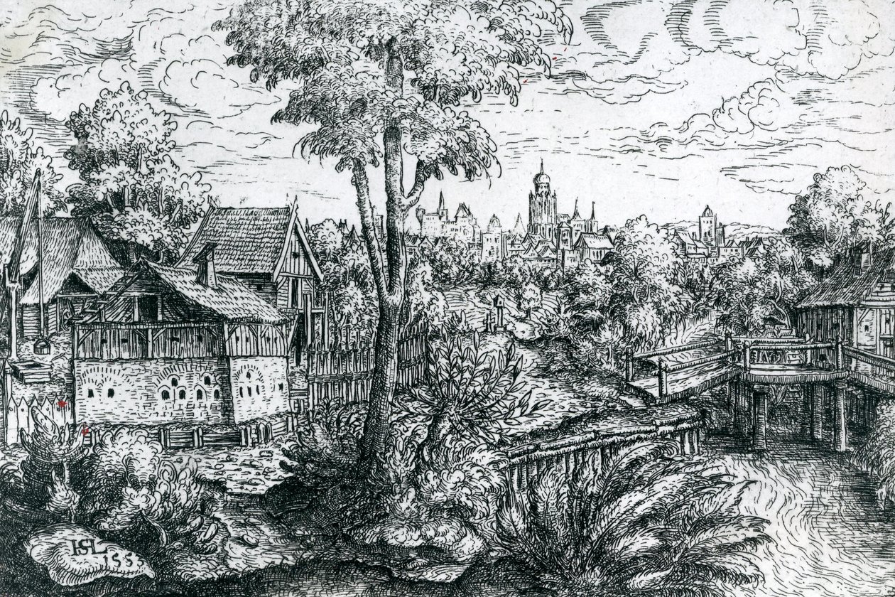 Most przy Młynie Wodnym, 1553 autorstwa Hanns Sebald Lautensack