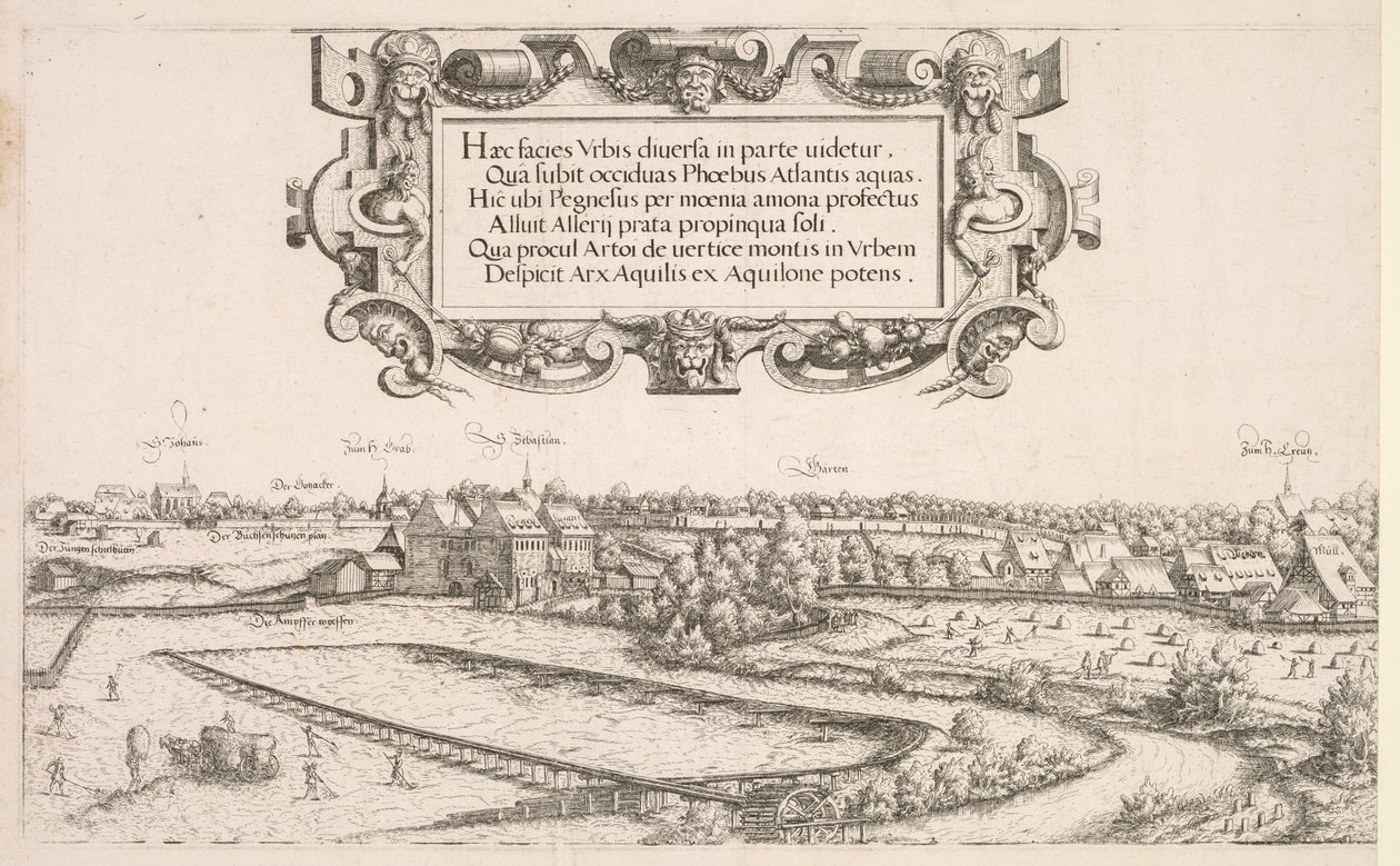 Panoramiczny widok Norymbergi: część lewa, 1552. autorstwa Hanns Sebald Lautensack