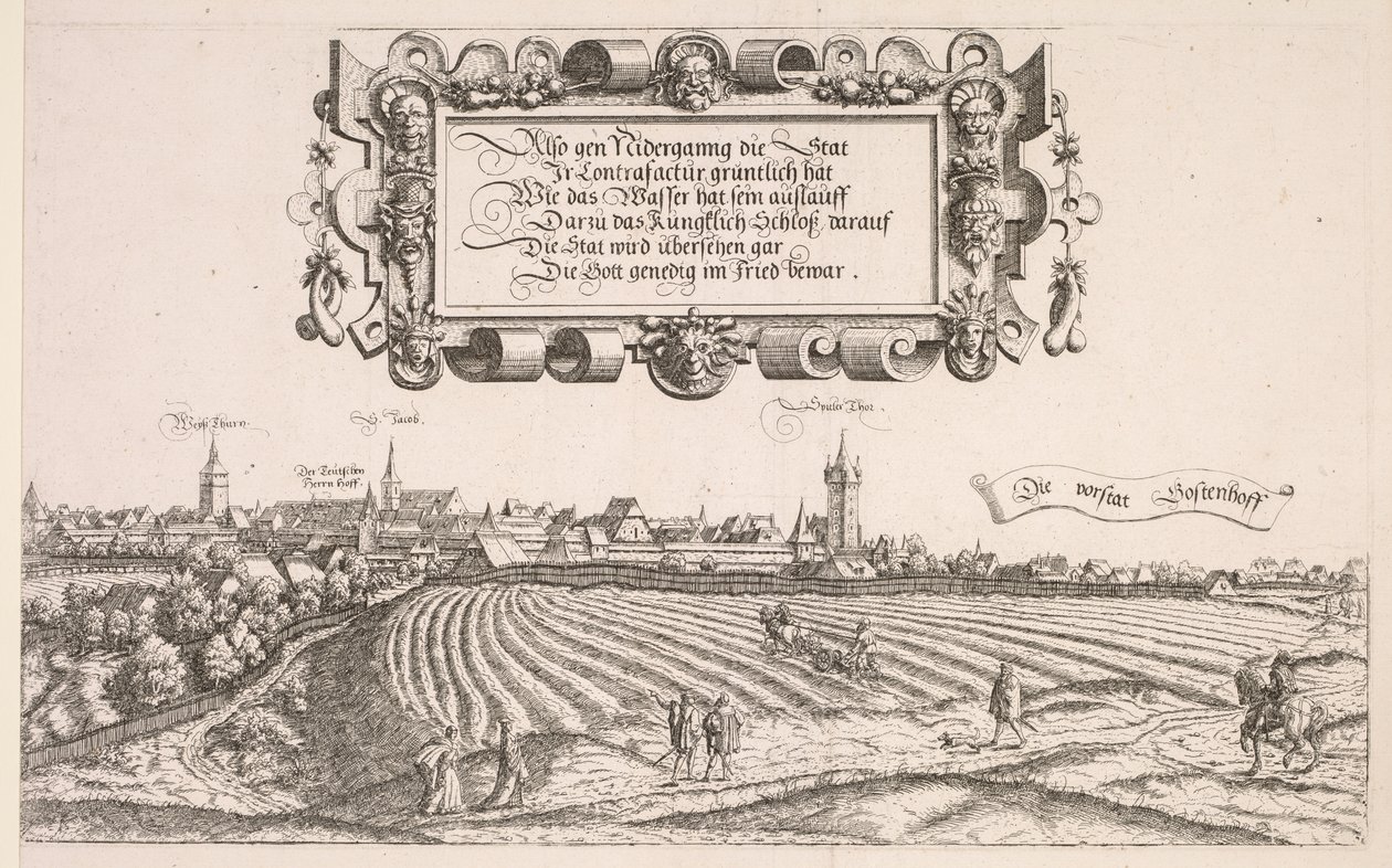 Panoramiczny widok Norymbergi: część prawa, 1552. autorstwa Hanns Sebald Lautensack