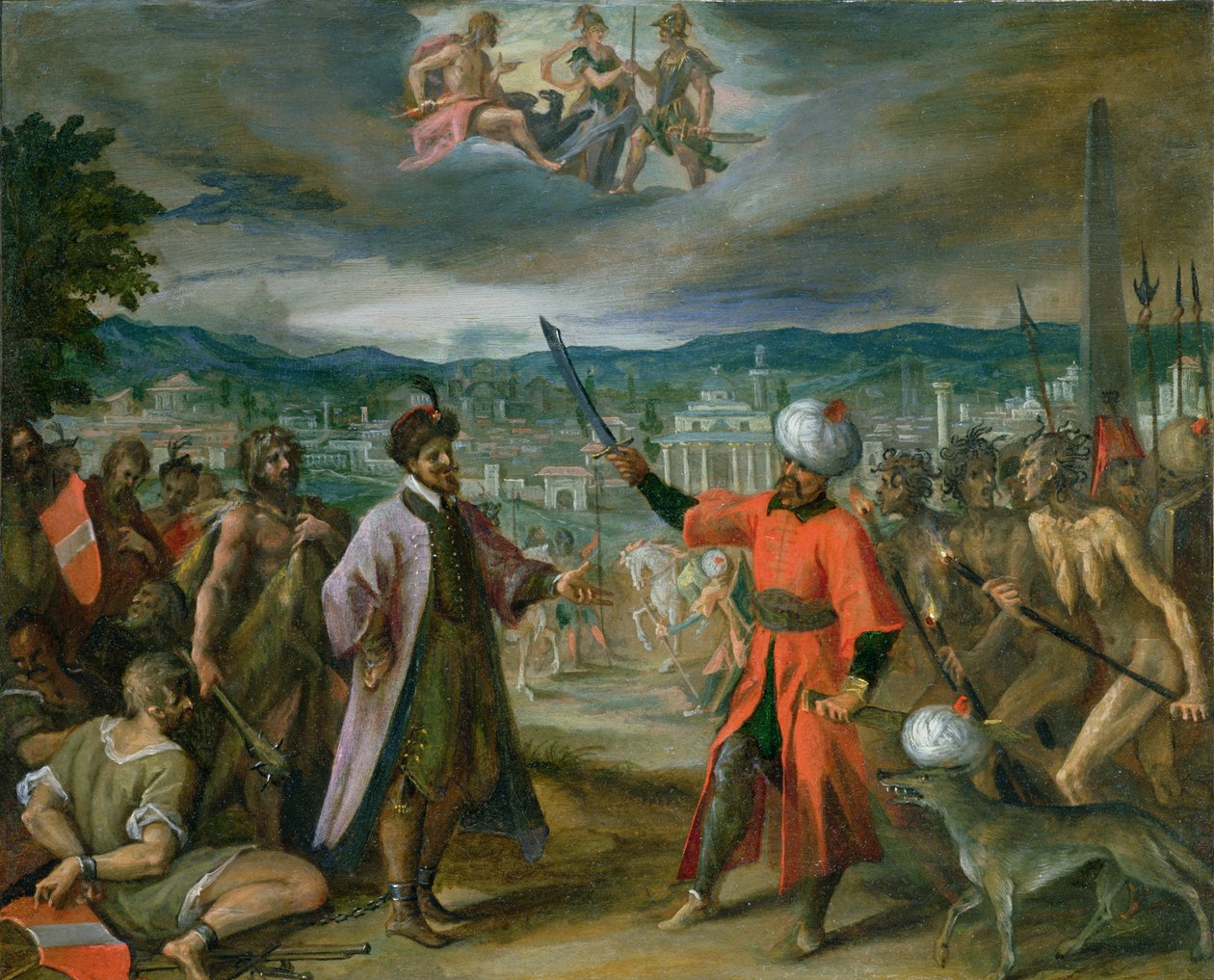 Alegoria wojen tureckich: Wypowiedzenie wojny w Konstantynopolu, 1603-4 autorstwa Hans von Aachen