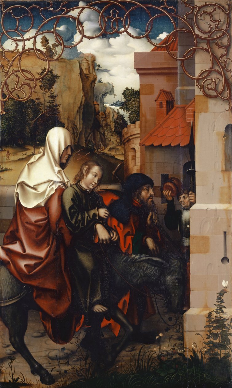 Powrót z Egiptu, 1512 (tempera na płótnie ułożonym na drewnie) autorstwa Hans Fries