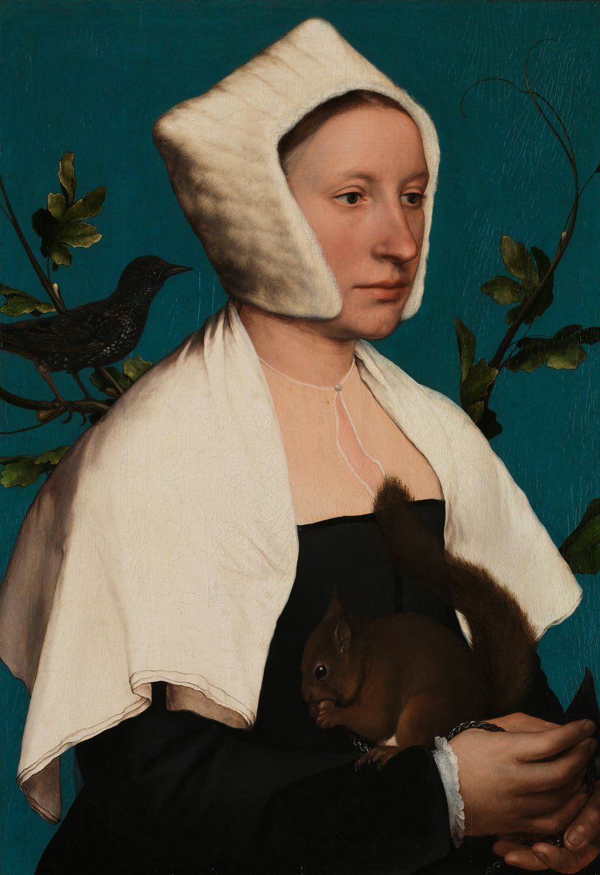 Portret damy z wiewiórką i szpakiem, prawdopodobnie Anne Lovell autorstwa Hans Holbein