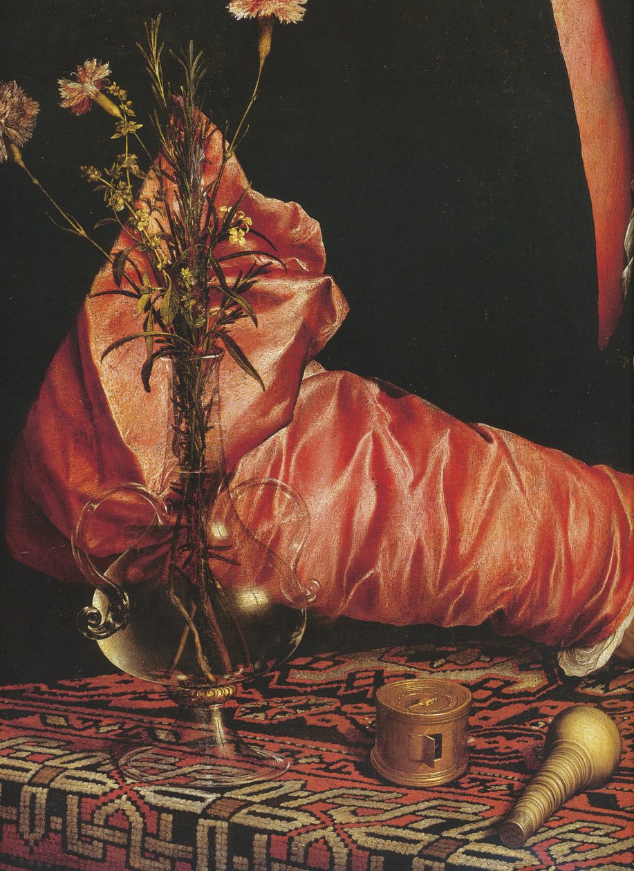 Portret kupca Georga Gisze (fragment rękawa i kwiatów) autorstwa Hans Holbein