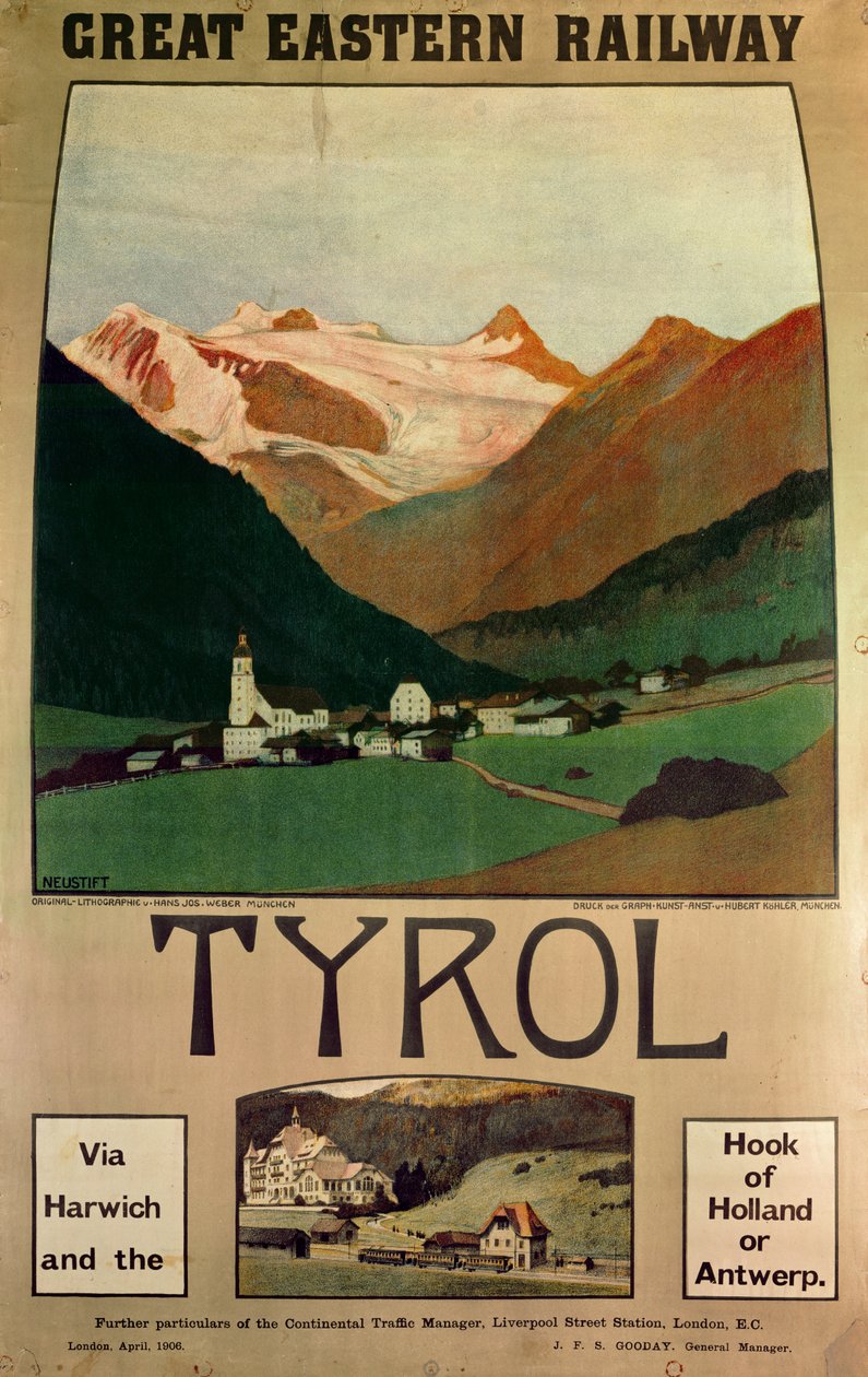 Plakat reklamujący Wielką Kolej Wschodnią, 1906 autorstwa Hans J. Weber
