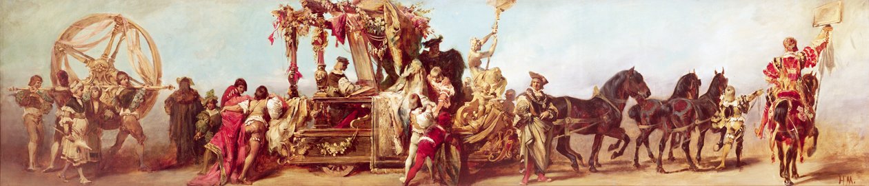 Projekt procesji jubileuszowej cesarza Franciszka Józefa I Austrii: Przemysł tekstylny, 1879 autorstwa Hans Makart