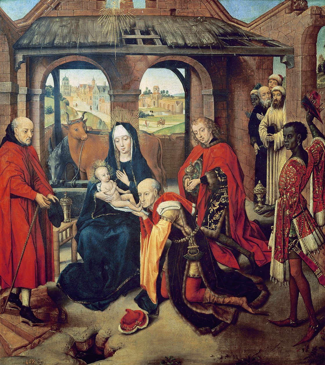 Adoracja Trzech Króli (tempera na panelu) autorstwa Hans Memling