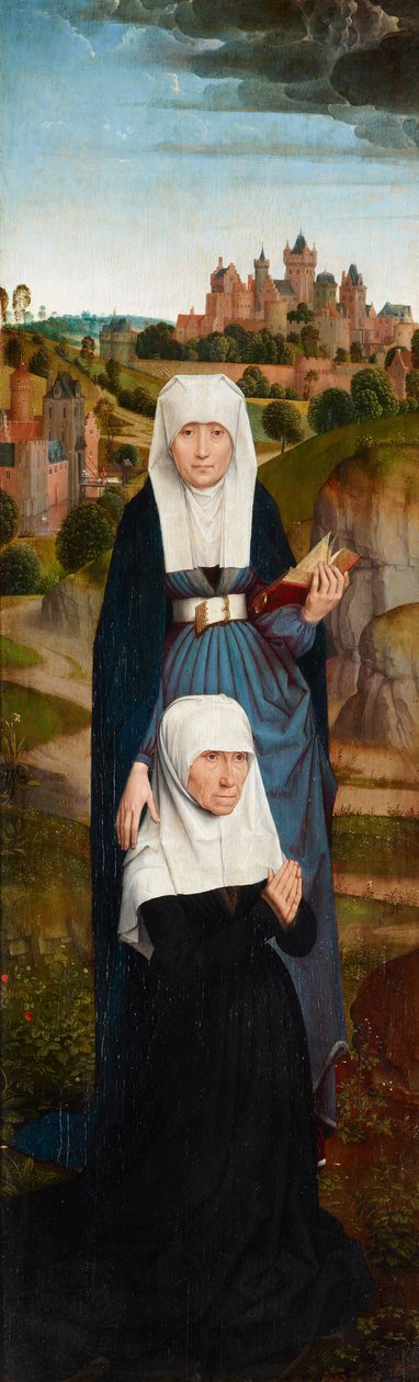 Stara kobieta na modlitwie ze św. Anną autorstwa Hans Memling