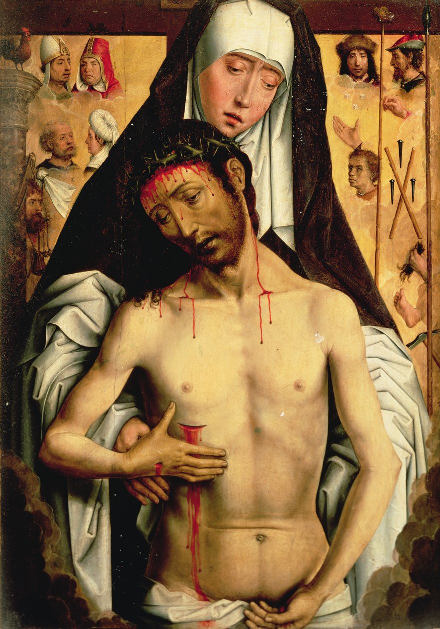 Mąż boleści w ramionach Dziewicy autorstwa Hans Memling