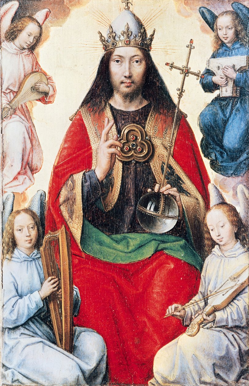 Tryptyk ziemskiej próżności i zbawienia Bożego, Chrystus w chwale z rewersu panelu centralnego, ok. 1485 autorstwa Hans Memling