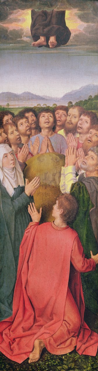 Tryptyk Zmartwychwstania, prawy panel: Wniebowstąpienie, ok. 1485-90 (olej na dębie) autorstwa Hans Memling