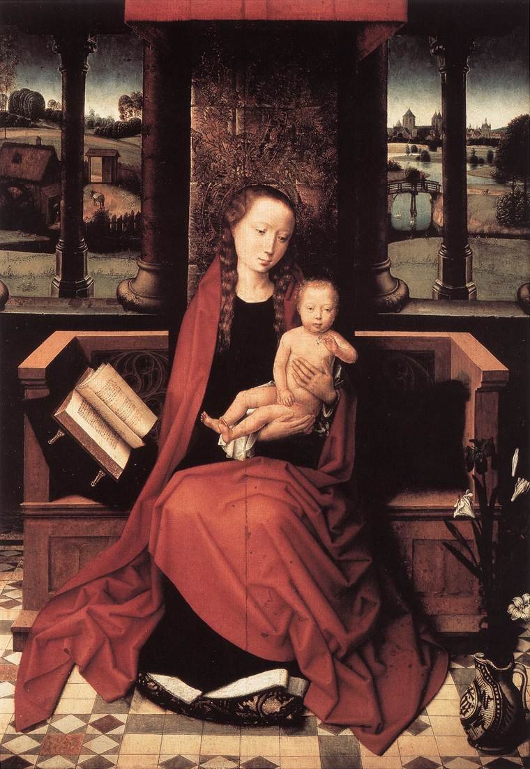 Dziewica i Dziecko na tronie autorstwa Hans Memling