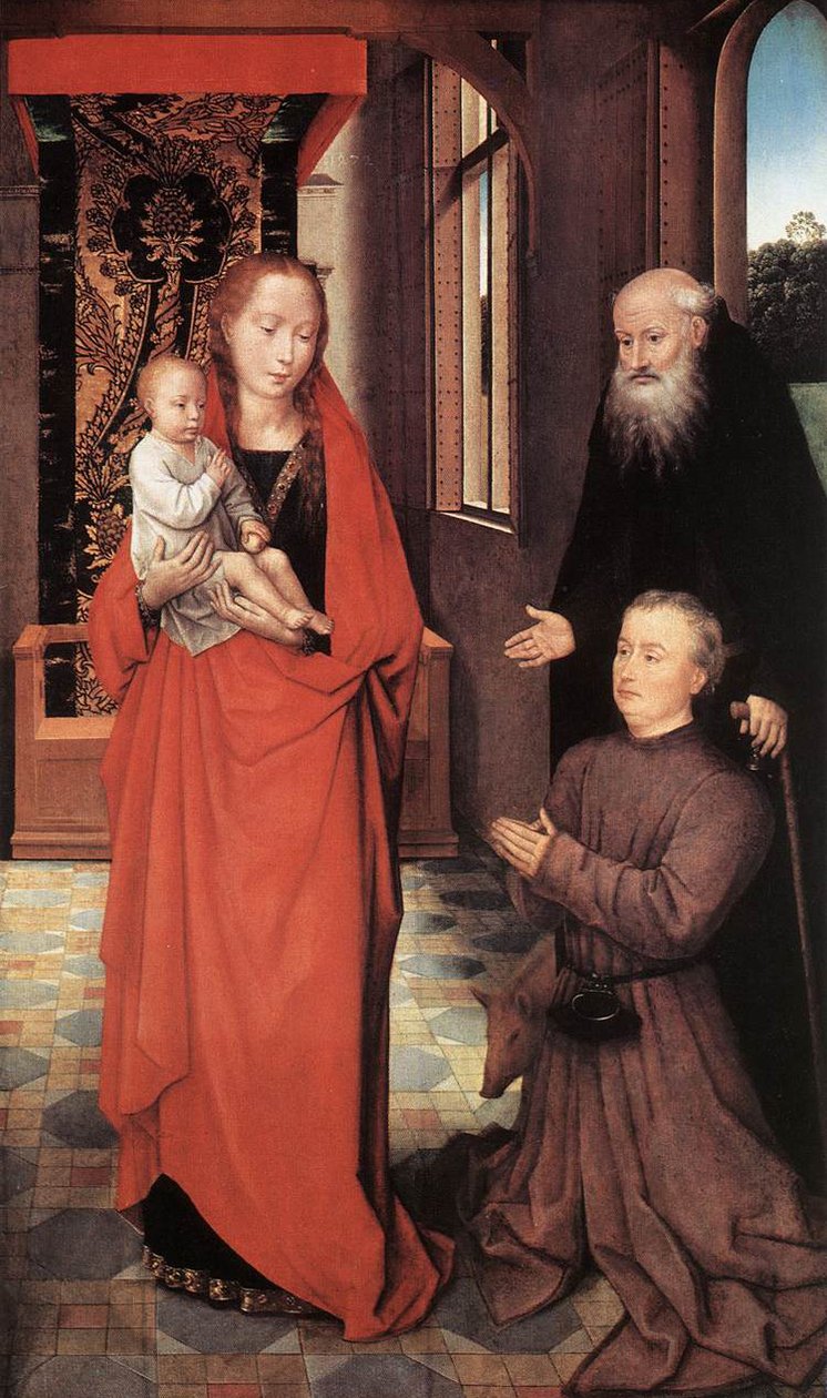 Dziewica z Dzieciątkiem ze św. Antonim Opatem i Dawcą autorstwa Hans Memling