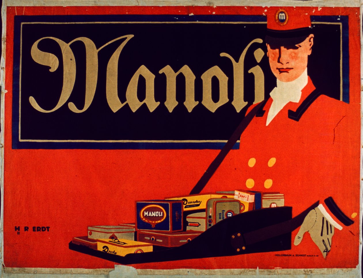 Reklama papierosów Manoli Cigarettes autorstwa Hans Rudi Erdt