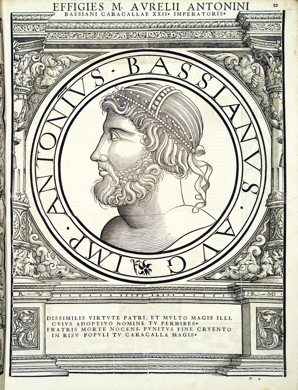 Karakalla (Antonius Bassianus), ilustracja z „Cesarzy rzymskich całego Wschodu i Zachodu”, drzeworyt Rudolpha Wyssenbacha, druk Andr. autorstwa Hans Rudolf Manuel Deutsch