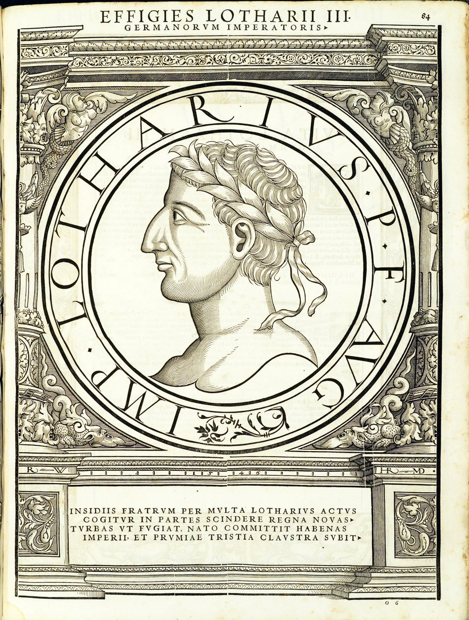 Lotharius I, ilustracja z Imperatorum romanorum omnium orientalium et occidentalium verissimae imagines ex antiquis numismatis, drzeworyt Rudolpha Wyssenbacha, wydrukowany przez Andreasa Gesnera, Zurych, 1 autorstwa Hans Rudolf Manuel Deutsch