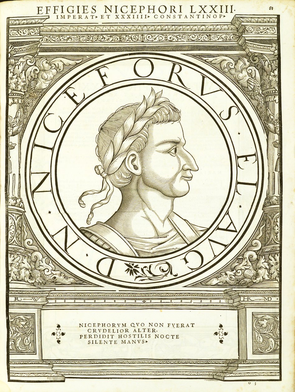 Nicefor, ilustracja z „Cesarzy rzymskich całego Wschodu i Zachodu”, drzeworyt Rudolpha Wyssenbacha, druk Andreas Gesner, Zurych autorstwa Hans Rudolf Manuel Deutsch