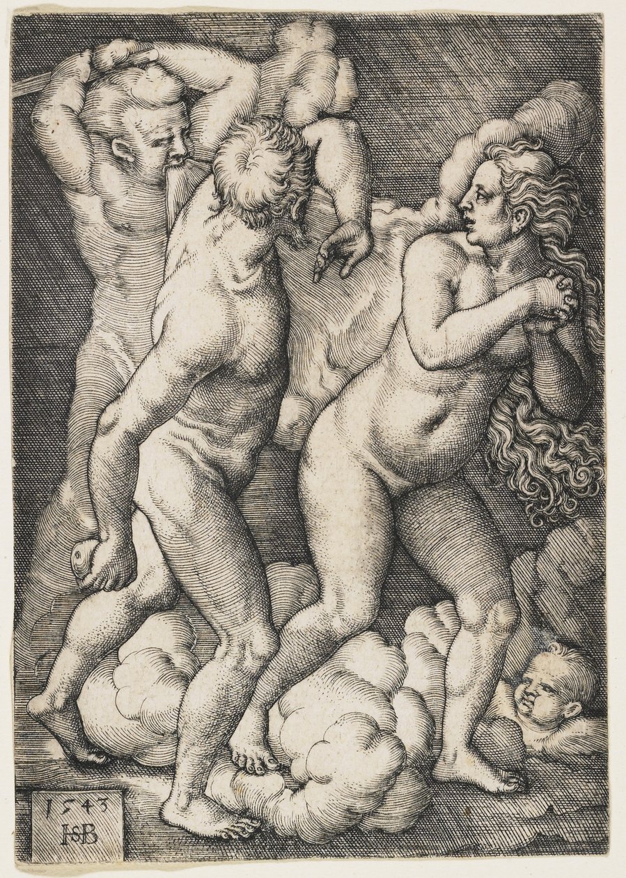 Wypędzenie z raju, 1543 autorstwa Hans Sebald Beham