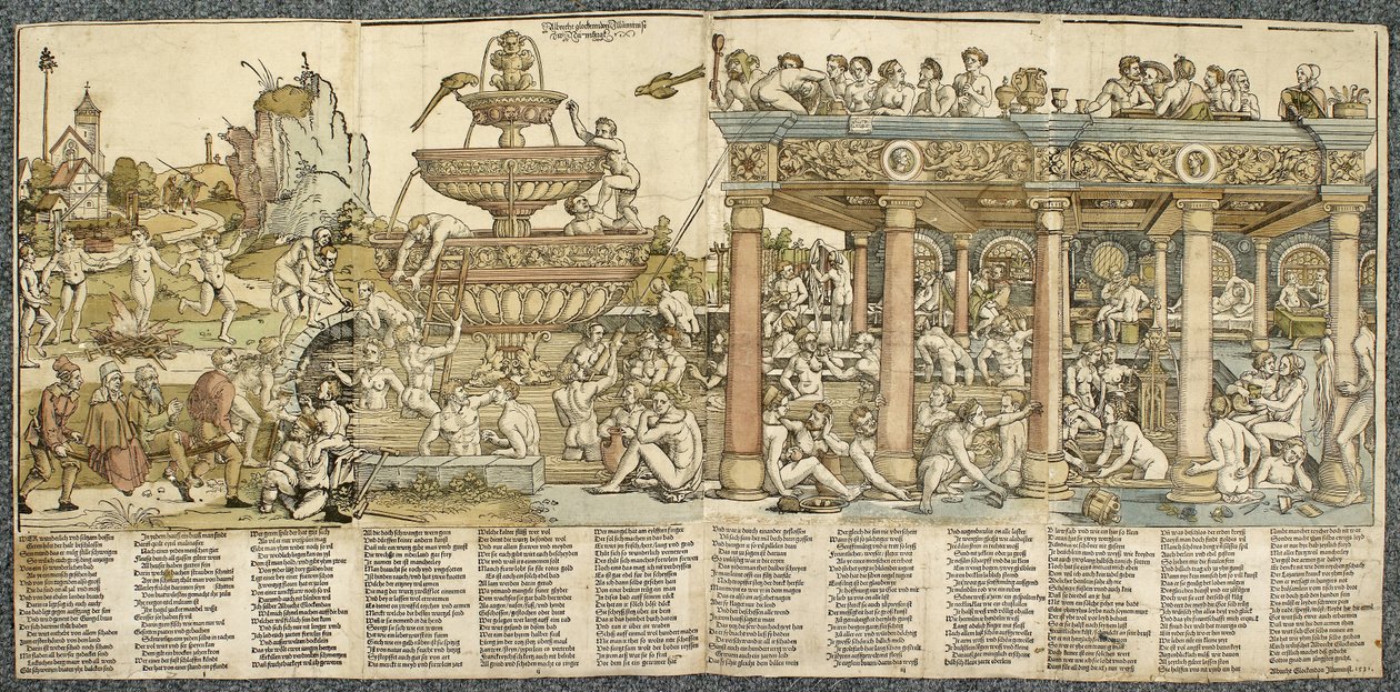Źródło młodości, 1531 (drzeworyt, drukowany z czterech klocków) autorstwa Hans Sebald Beham