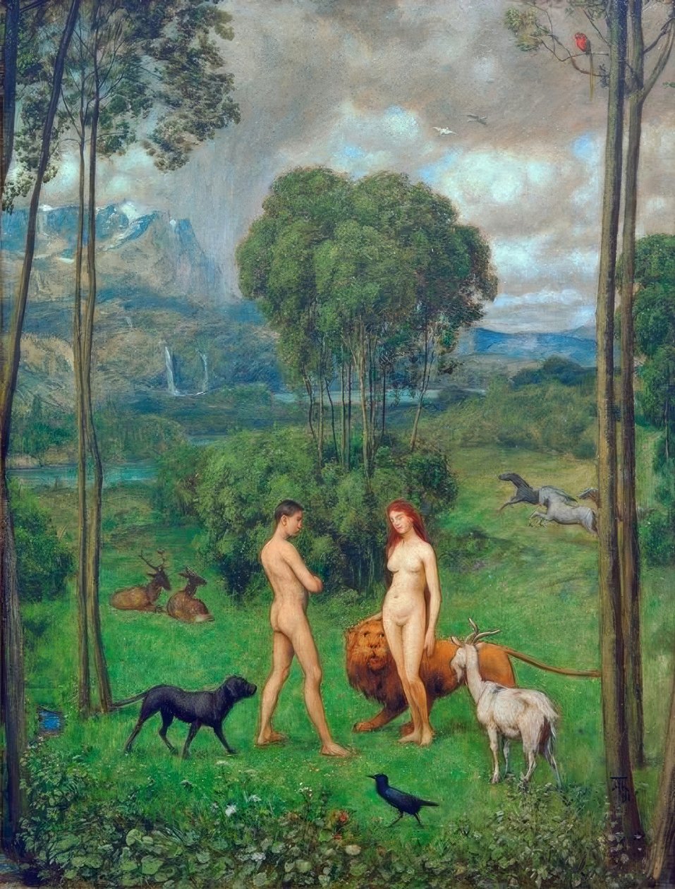W raju autorstwa Hans Thoma