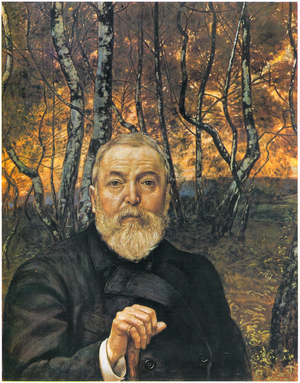 Autoportret przed brzozowym drewnem autorstwa Hans Thoma