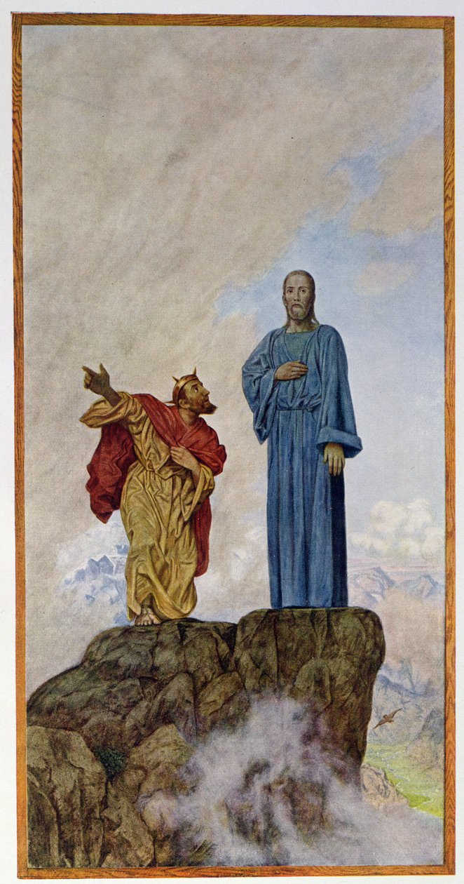 Kuszenie Chrystusa, ilustracja z „Festkalender” wydanego w Lipsku ok. 1910 autorstwa Hans Thoma