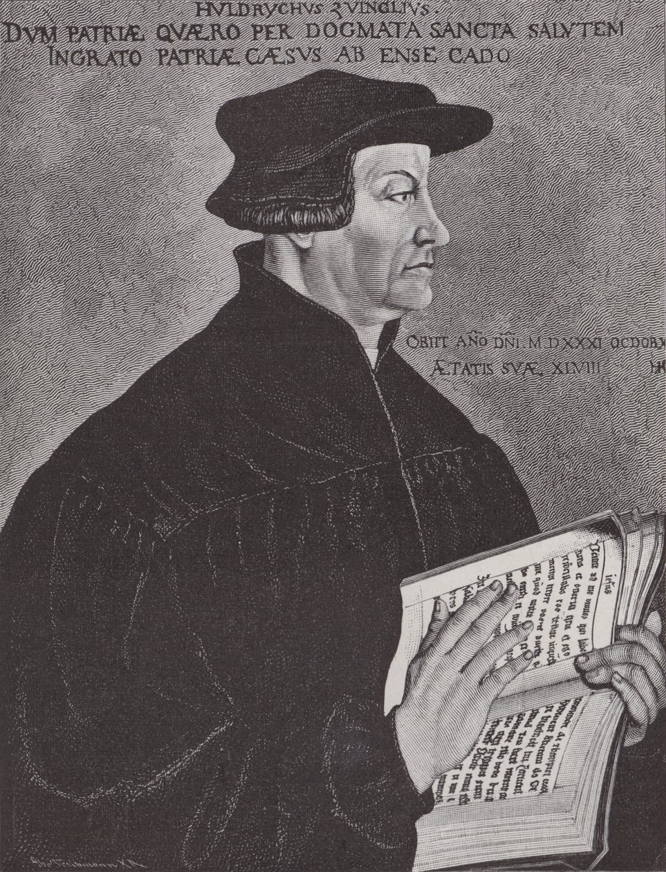 Huldrych Zwingli, przywódca reformacji w Szwajcarii (rycina) autorstwa Hans (after) Asper