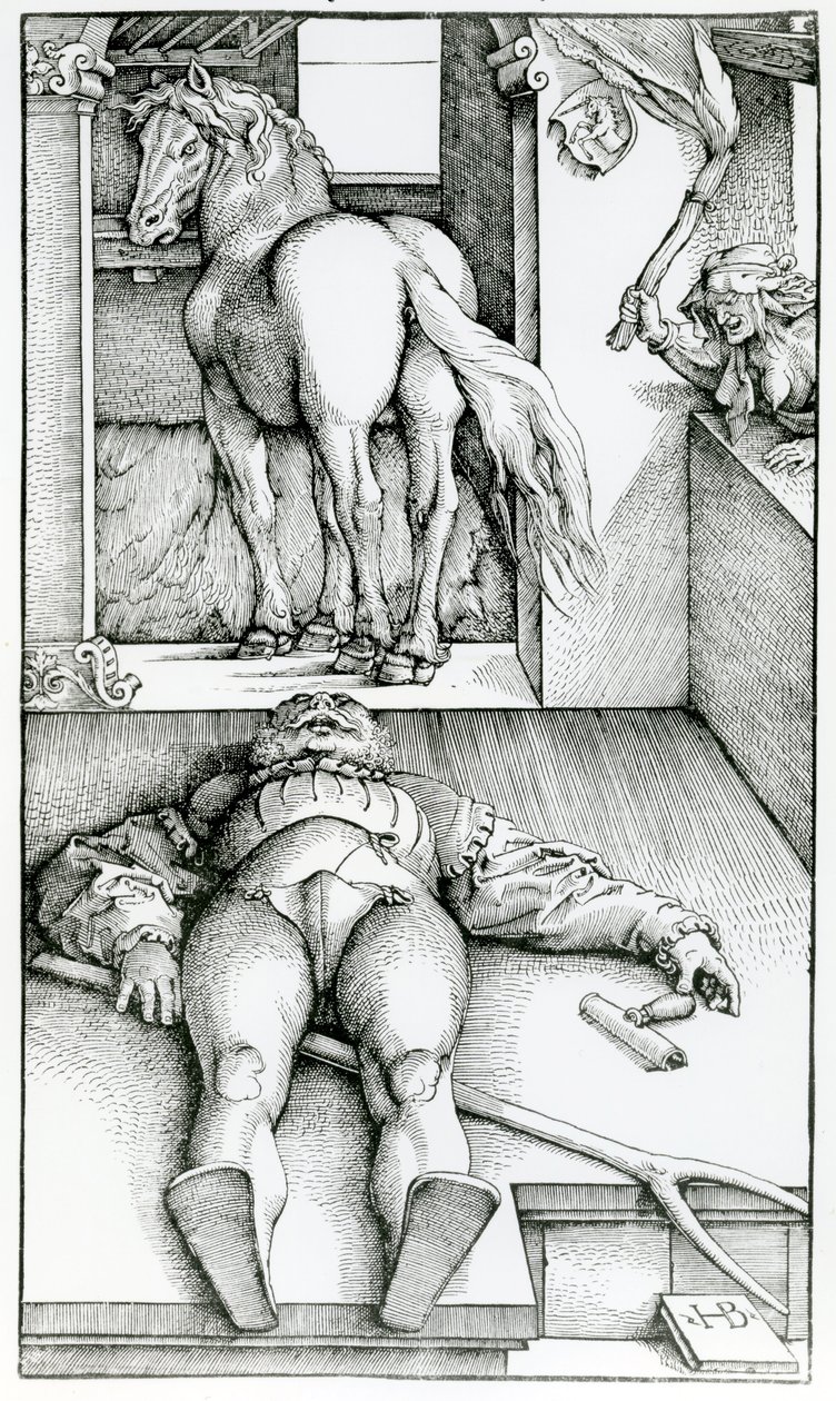 Śpiący Pan Młody i Czarodziejka autorstwa Hans (after) Baldung Grien
