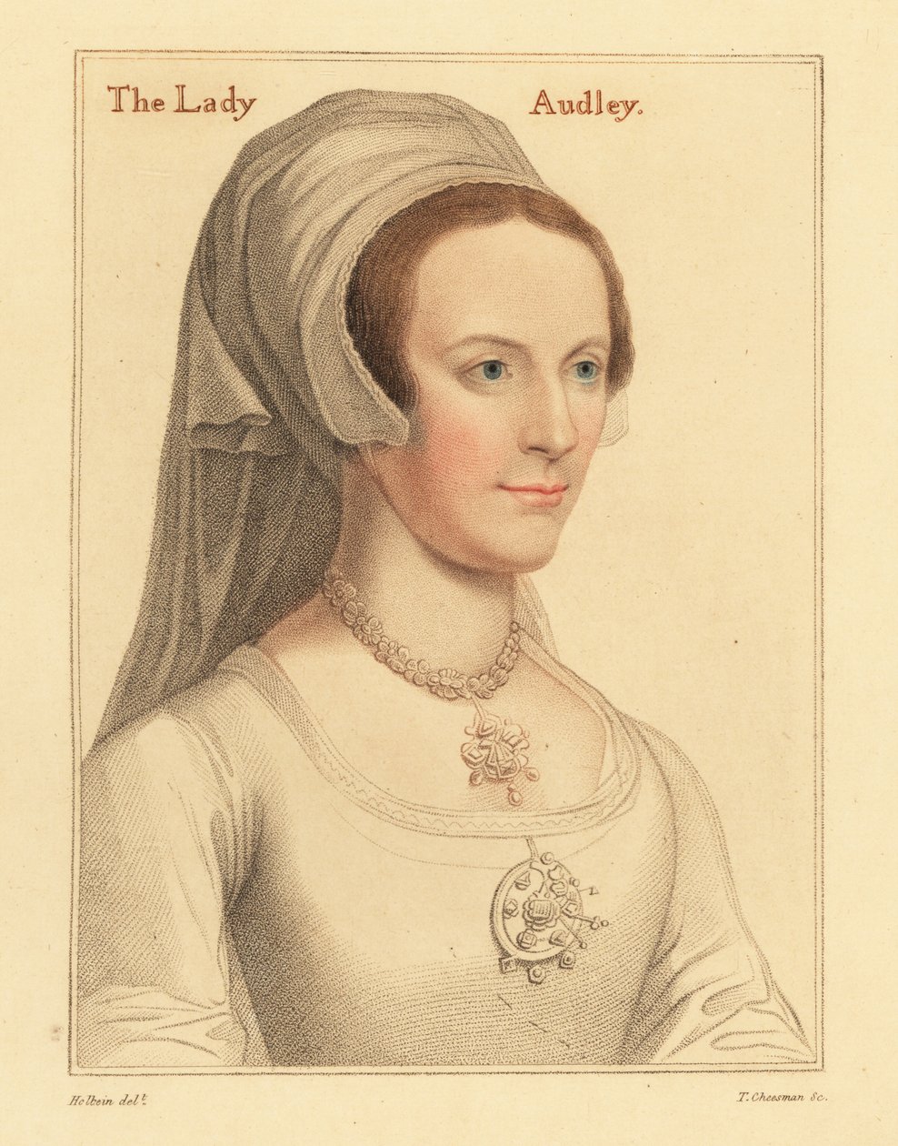 Elżbieta, druga żona Thomasa Audleya, 1812 (rycina) autorstwa Hans (after) Holbein the Younger