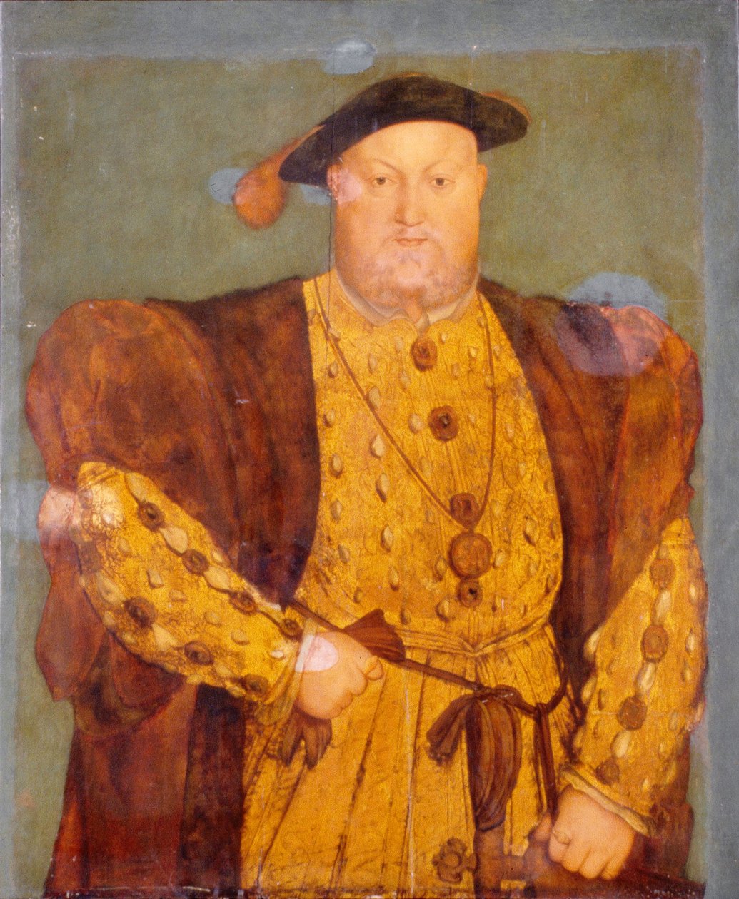 Król Henryk VIII, ok. 1630 (olej na panelu) autorstwa Hans (after) Holbein the Younger