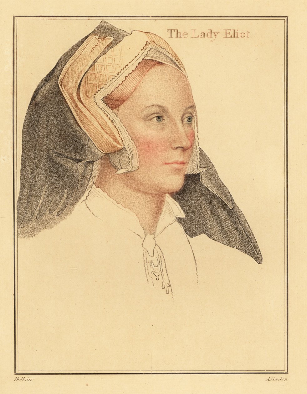 Małgorzata, Lady Elyot, zm. 1569., 1812 (rycina) autorstwa Hans (after) Holbein the Younger